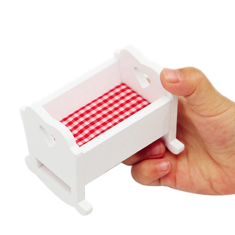 1:12 دمية مصغرة سرير الحضانة مهد سرير الطفل سرير بيبي الأثاث نموذج ديكور لعبة بيت الدمية الملحقات #2