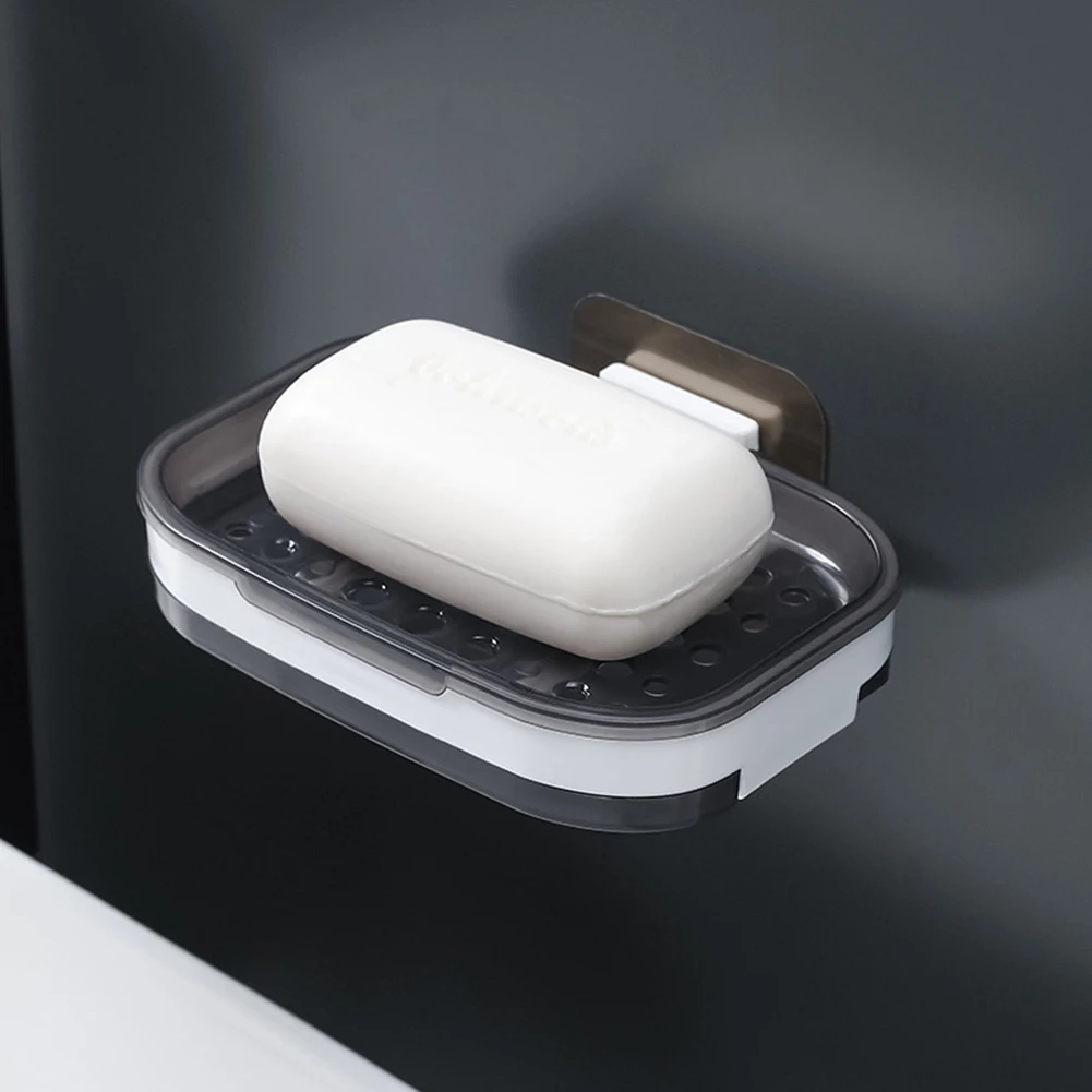 Free Punch Soap Rack Soap Dish Use It In Your Bathroom Washing Room Kitchen Or Other Places 13*8.5cm 1pc Dark Green Grey