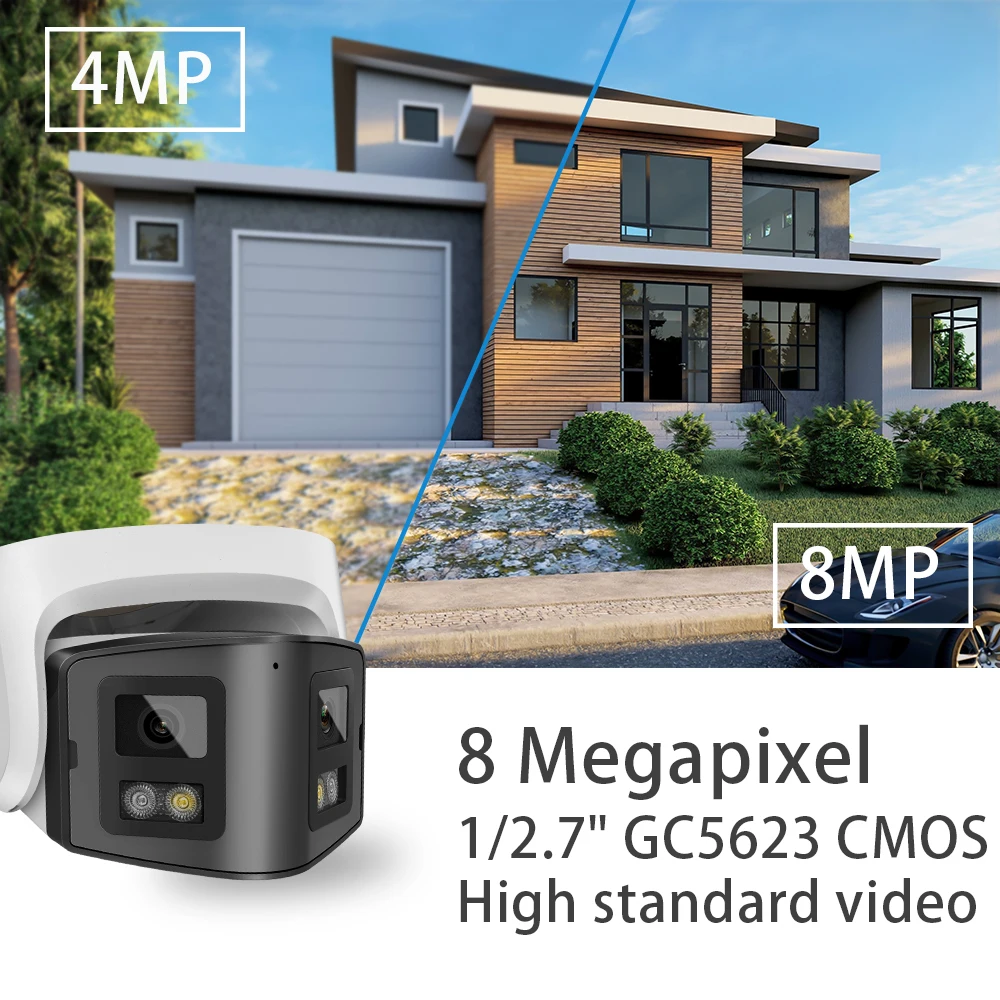 Vikylin 8mp Dual 2.8mm lens Panoramic IP Camera for Hikvision Compatible Motion Detection 2 way talk POE Security Camera CCTV