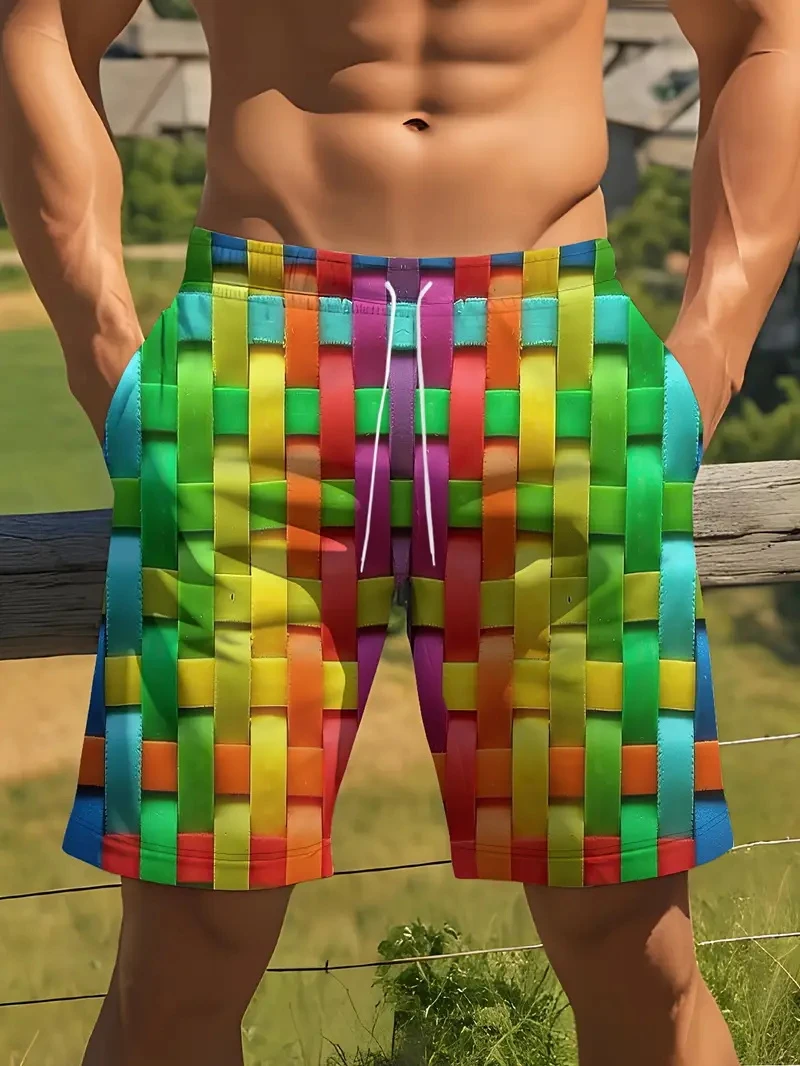 

New Beach Shorts For Men's Casual Geometric 3D Printed Pattern Summer Fashion New Product Short Pants Unisex Quick-dry Trunks