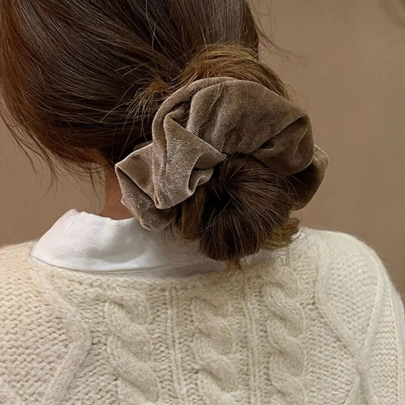 4 قطع النساء الشعر التعادل لينة أغطية الرأس كبيرة مطاطا المطاط الشعر حبل خمر المخملية Scrunchie فتاة ذيل حصان حامل إكسسوارات الشعر #4