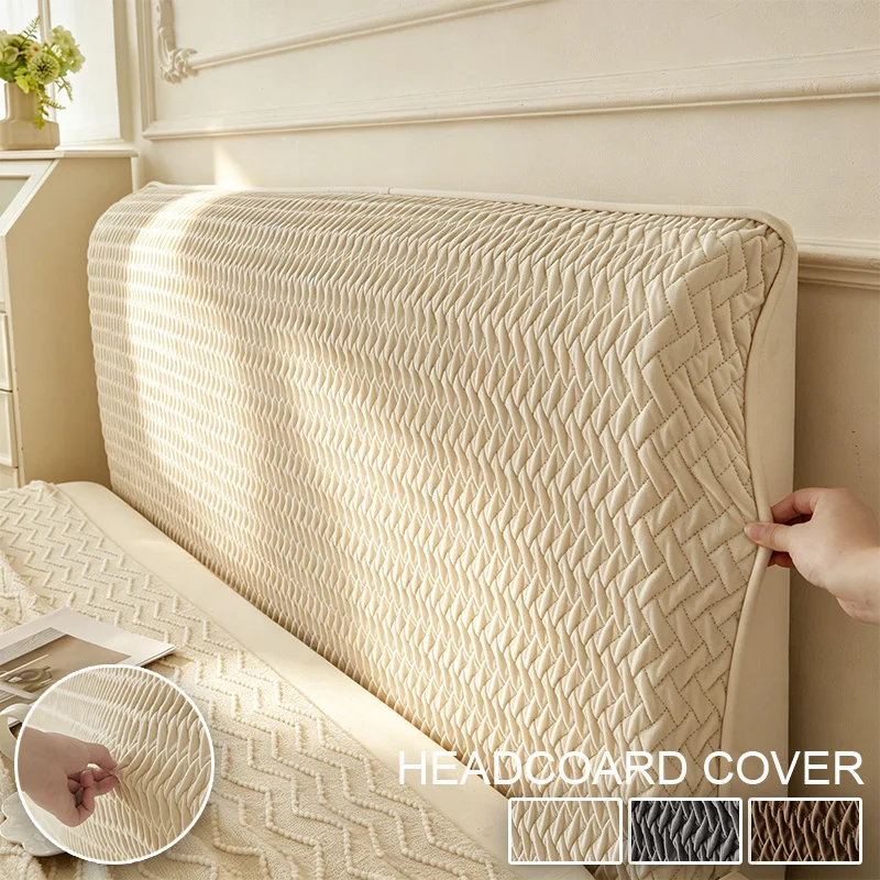 All-inclusive Thicken Quilted Geometric Headboard Cover Elastic Solid Color Dustproof Bed Head Protector for Bedroom Home Decor