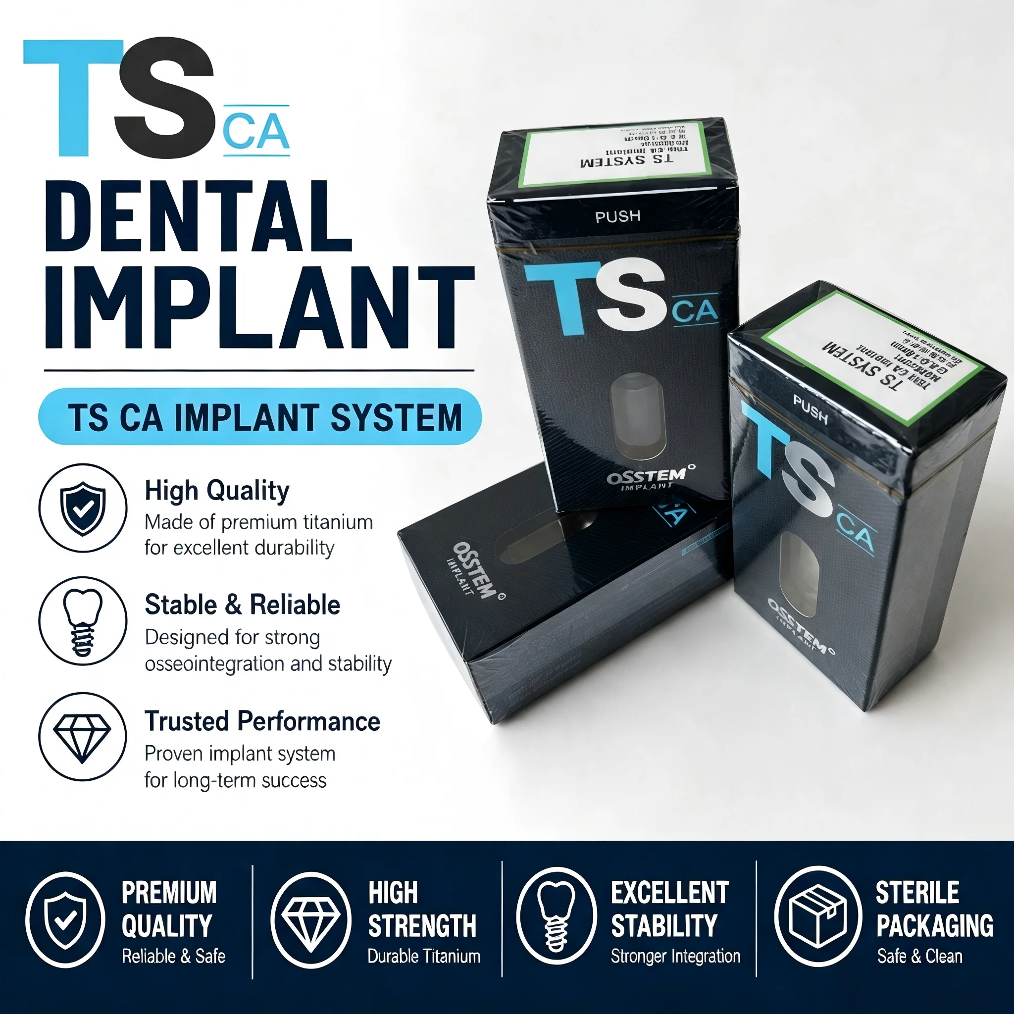 Osstem TSIII CA Hydrophilic Implant, Calcium-Activated Surface for Faster Bone Healing, Original NoMount