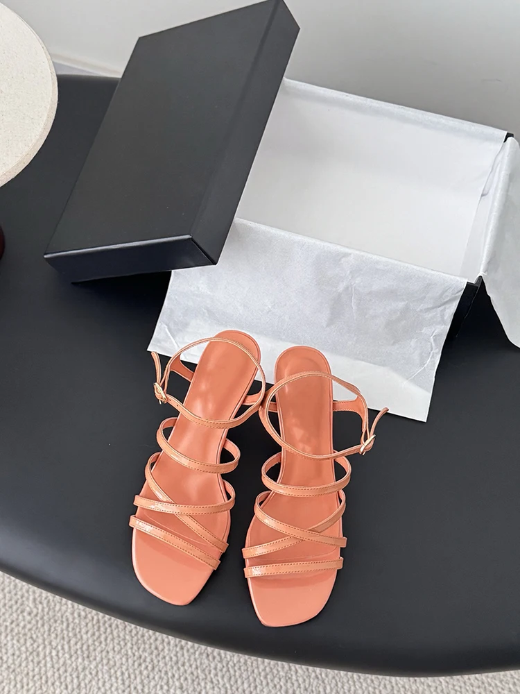 Spenneooy AutumnWinter New style Sandals Series Pointed head Square buckle Woman black Trend Comfort High-heeled sandals