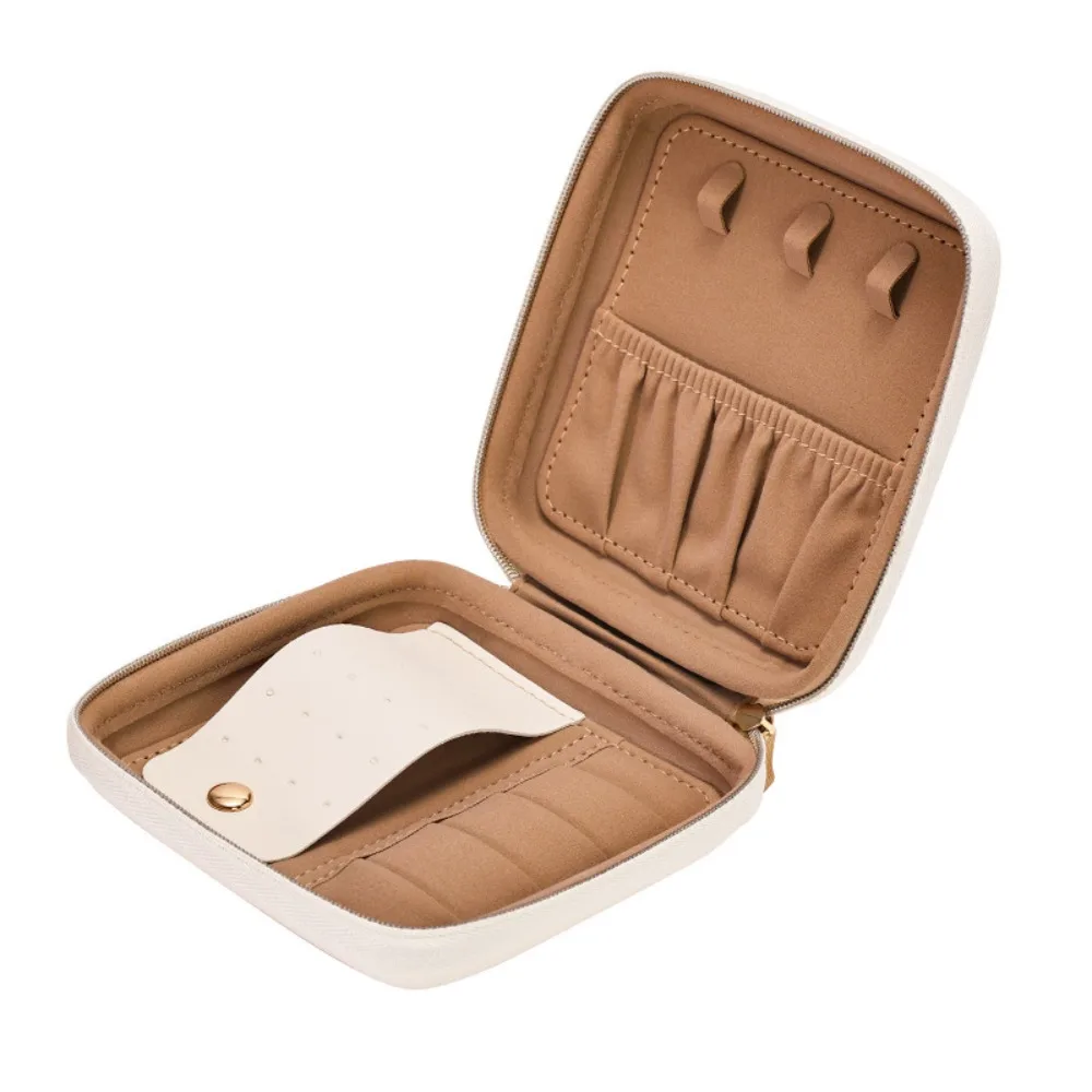 Leather Trinkets Storage Organizer Dustproof Large Capacity Portable Jewelry Organizer Solid Color Simple Jewelry Storage Case