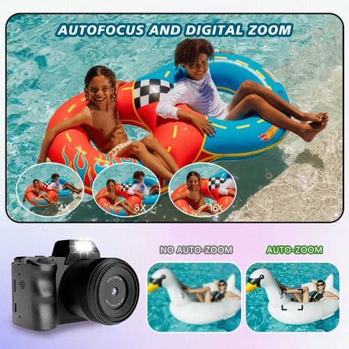 Imagen 2 del producto Cámara digital, toma fotografías y graba videos | Pantalla 1080pHD | Cámara dual | Con flash | Regalos de vacaciones y cumpleaños