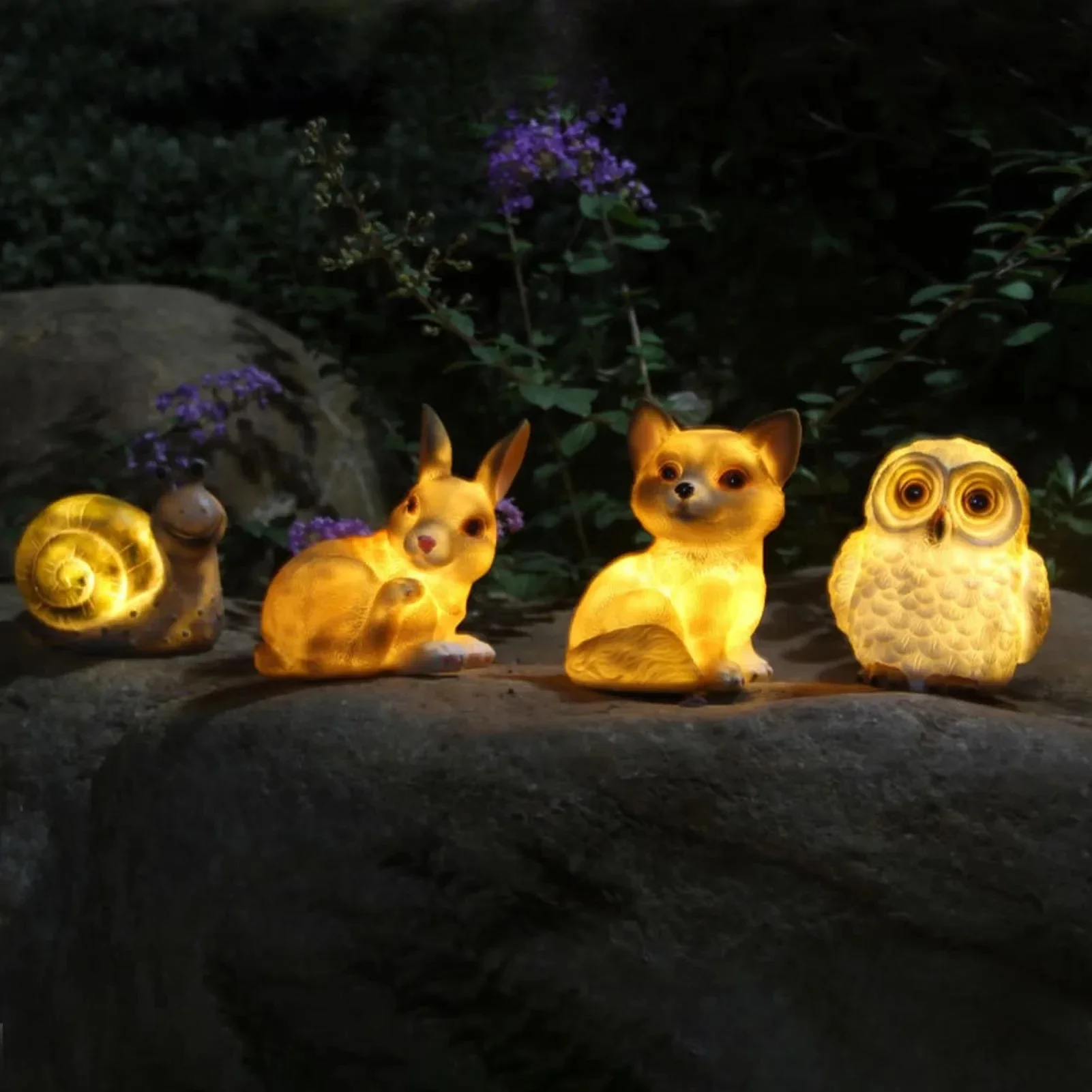 

Interesting Solar Energy Garden Light Waterproof Animal Ornament Lawn Garden Lamp Dog Rabbit Snails Owl Garden Lights Outdoor