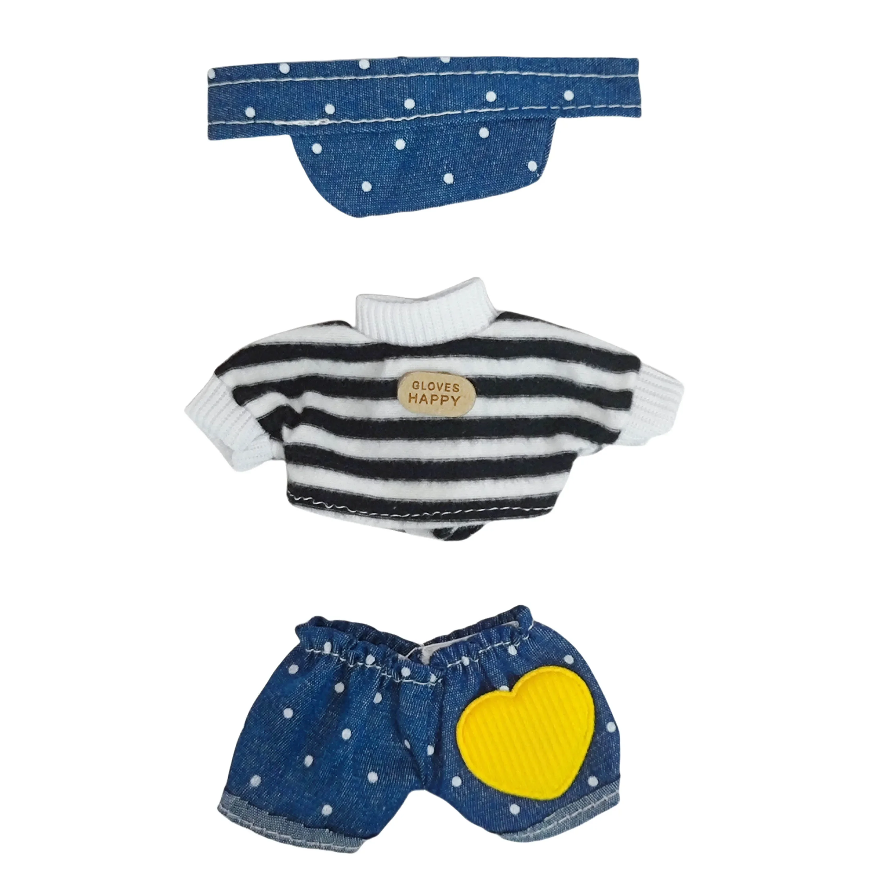 

Labubu Plush Doll Clothes 15- 17cm Blind Box Keychain, Denim Overalls Series Outfit Set