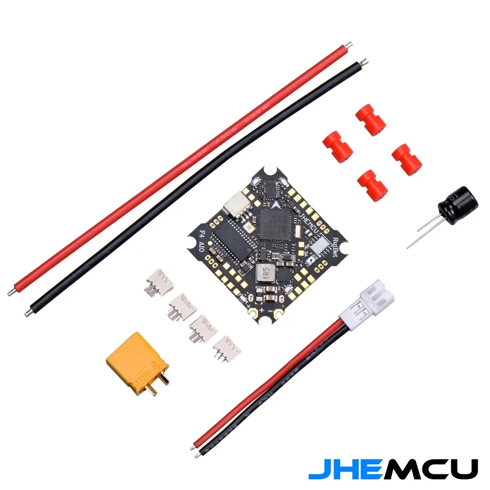 Jhemcuフライトコントローラーforrc fpvフリースタイルtinywhoopドローン、blhelis、esc 1-2s、4in 1、25.5x25.5mm、f4 aio、f411、12A