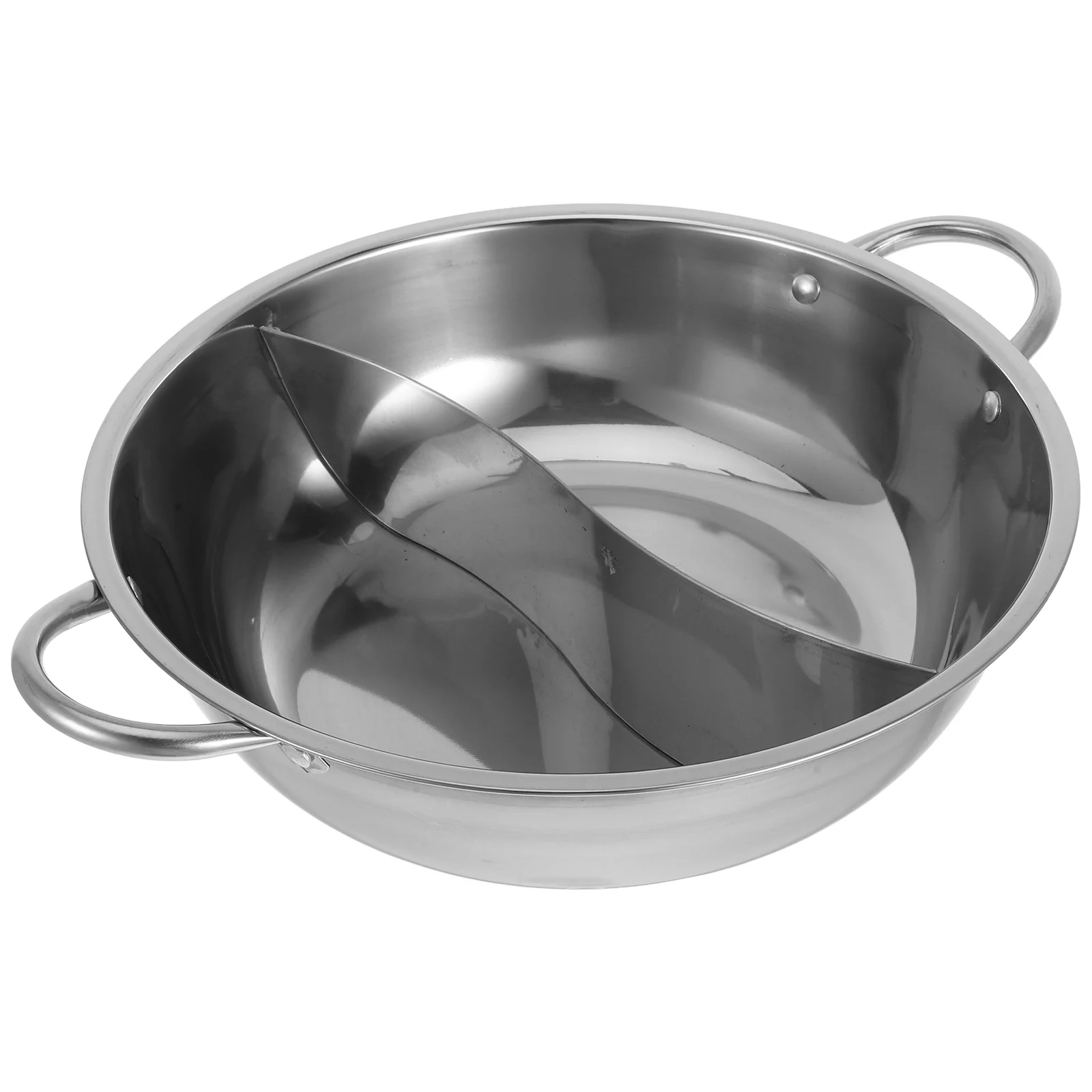 Stainless Steel Mandarin Duck Pot Two-flavor Hot Skillet Wok Double Handle Hotpot with Divider Pan