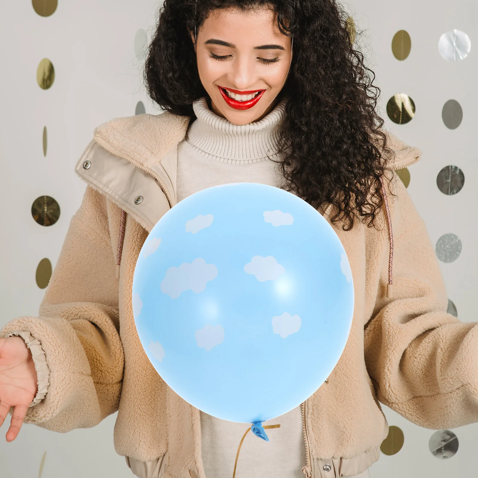 

50pcs 12 Inches Blue Clouds Latex Party Supplies Decoration Set Birthday Banquet Gathering Ornaments Photo Props Sky Printing