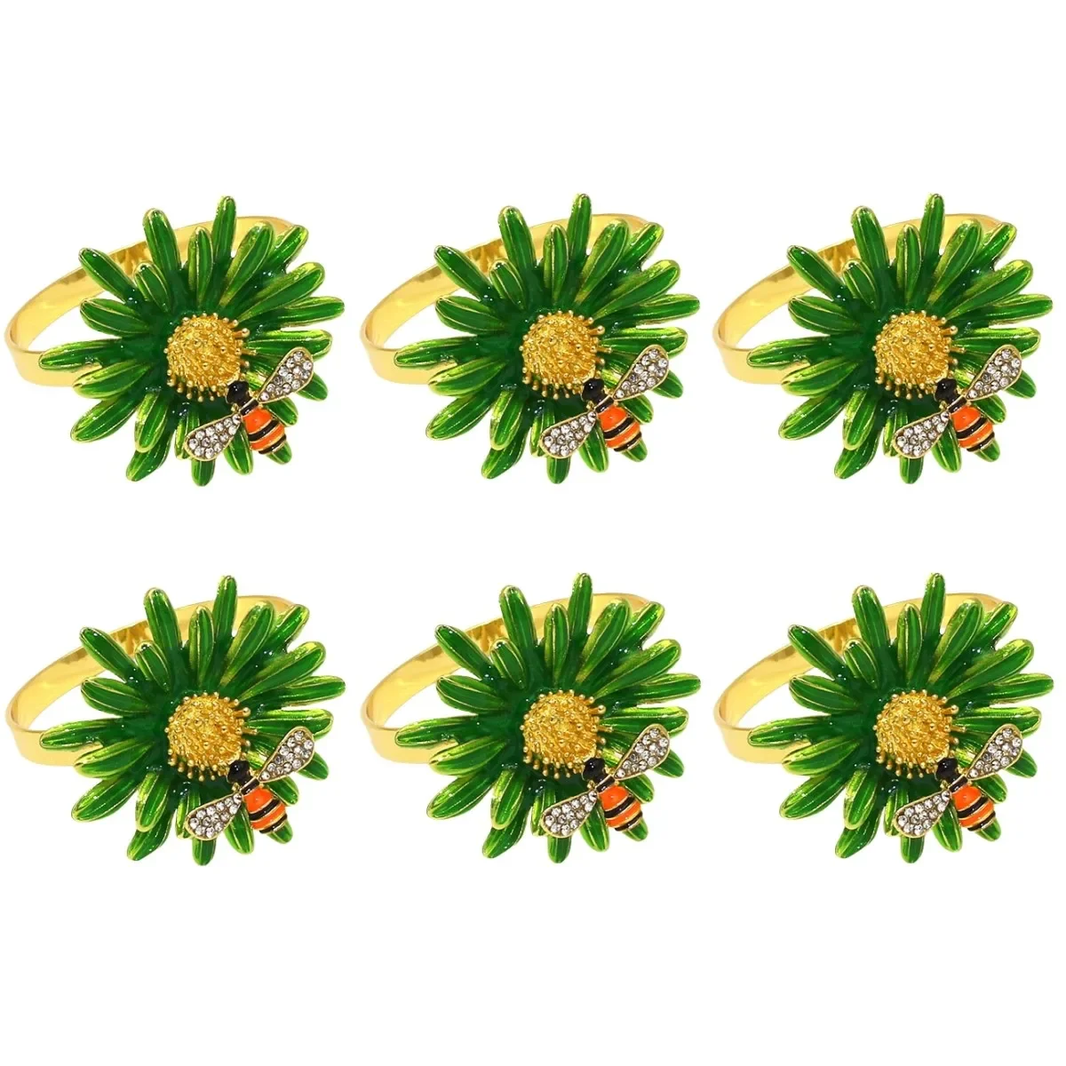 Elegant Napkin Holders Daisy Sunflower 1.3 Inches Diameter Alloy And Rhinestone Outdoor Dining Charm Special Occasions