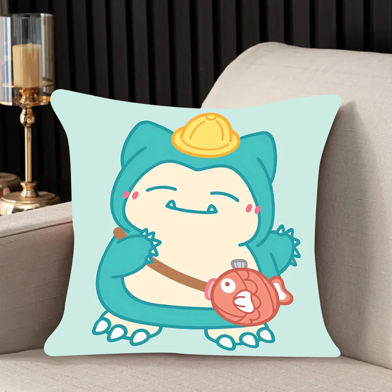 

home decor Pillow Cover snorlax iving room bedroomo office car 45x45 Dakimakura Throw Pillows Square Pillowcase Home Decor