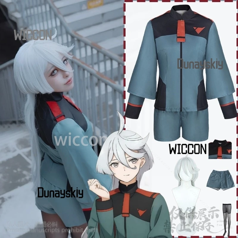 

Anime The Witch From Cosplay Miorine Costume Japanese Jirai Kei Girls JK Soldier Coat Sexy Stocking Punk Uniform Halloween Cos