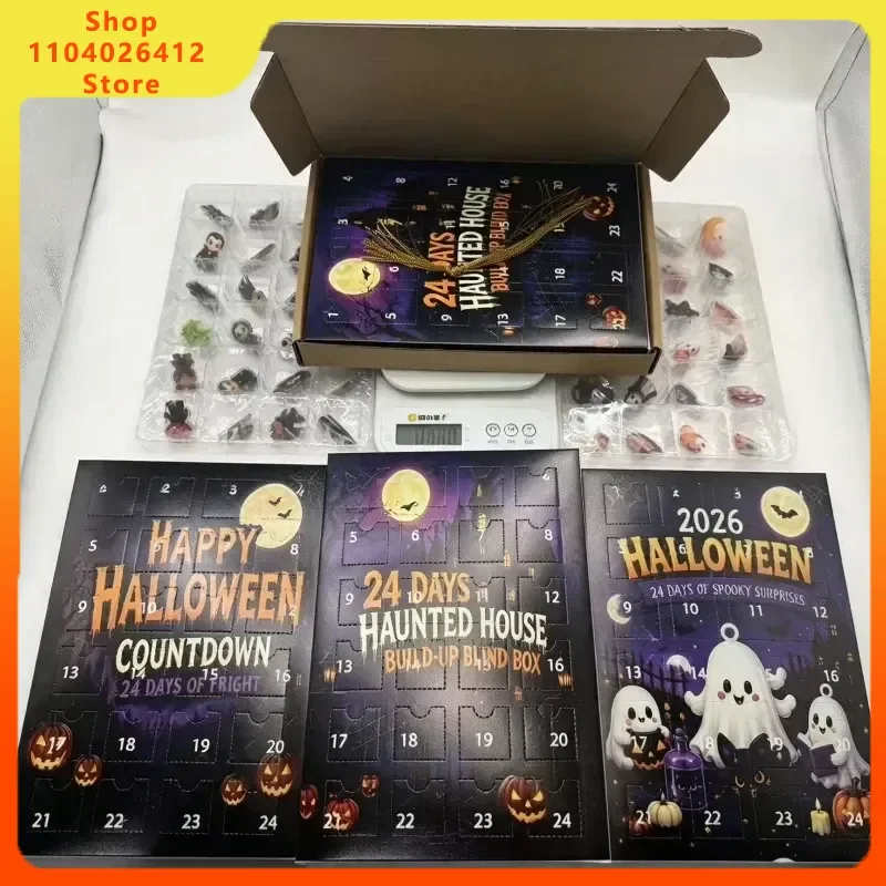 2026 Halloween Advent Calendar 24 Days Countdown 24pcs Horror Movie Mini Figures Flat Acrylic Pendant Set Home Party Decora Gift