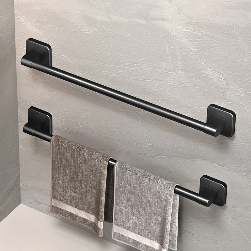 

Bathroom Towel Holder White Without Drilling Bathroom Black Towel Rack Towel Bar Self-Adhesive Bathroom Towel Rack Towel Rail