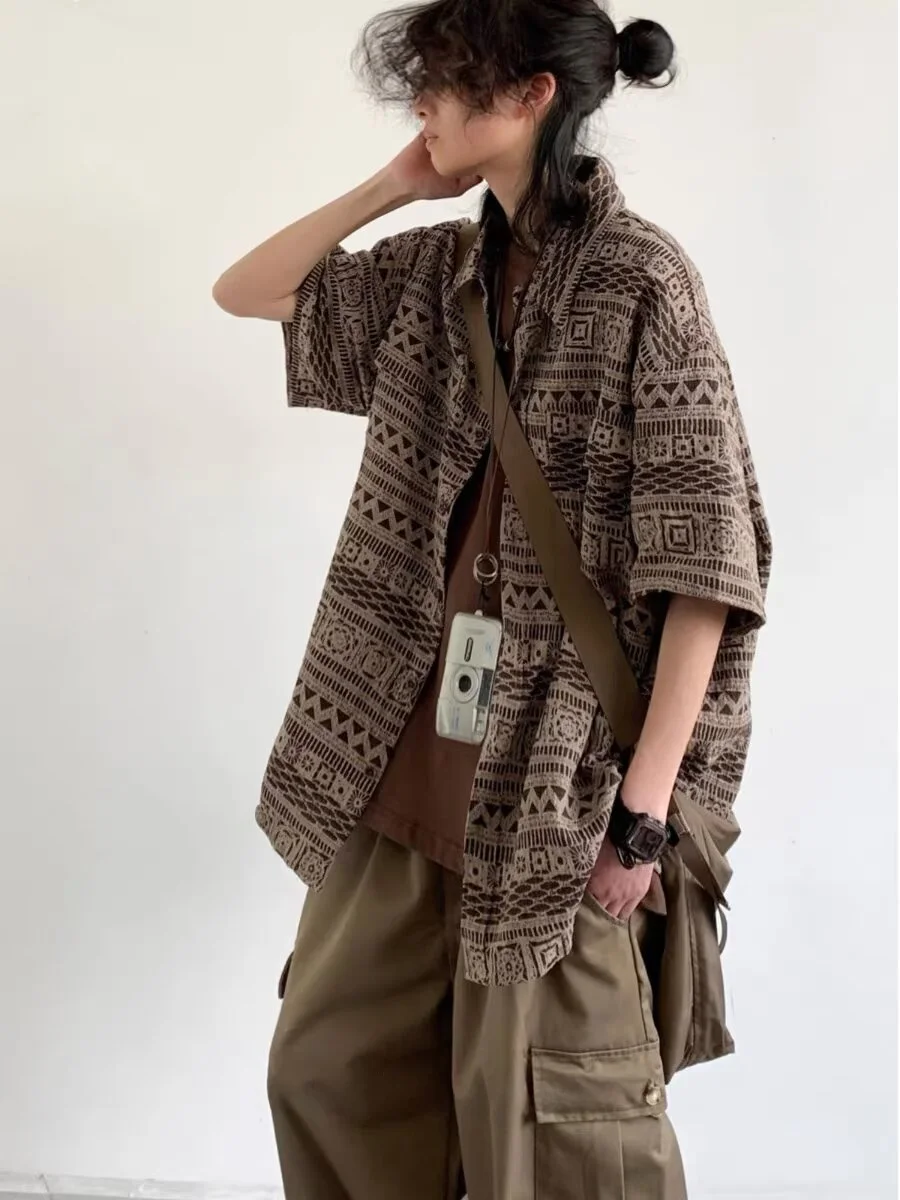 

Летняя коллекция 2025: Свободная повседневная винтажная верхняя одежда унисекс с цветочным принтом