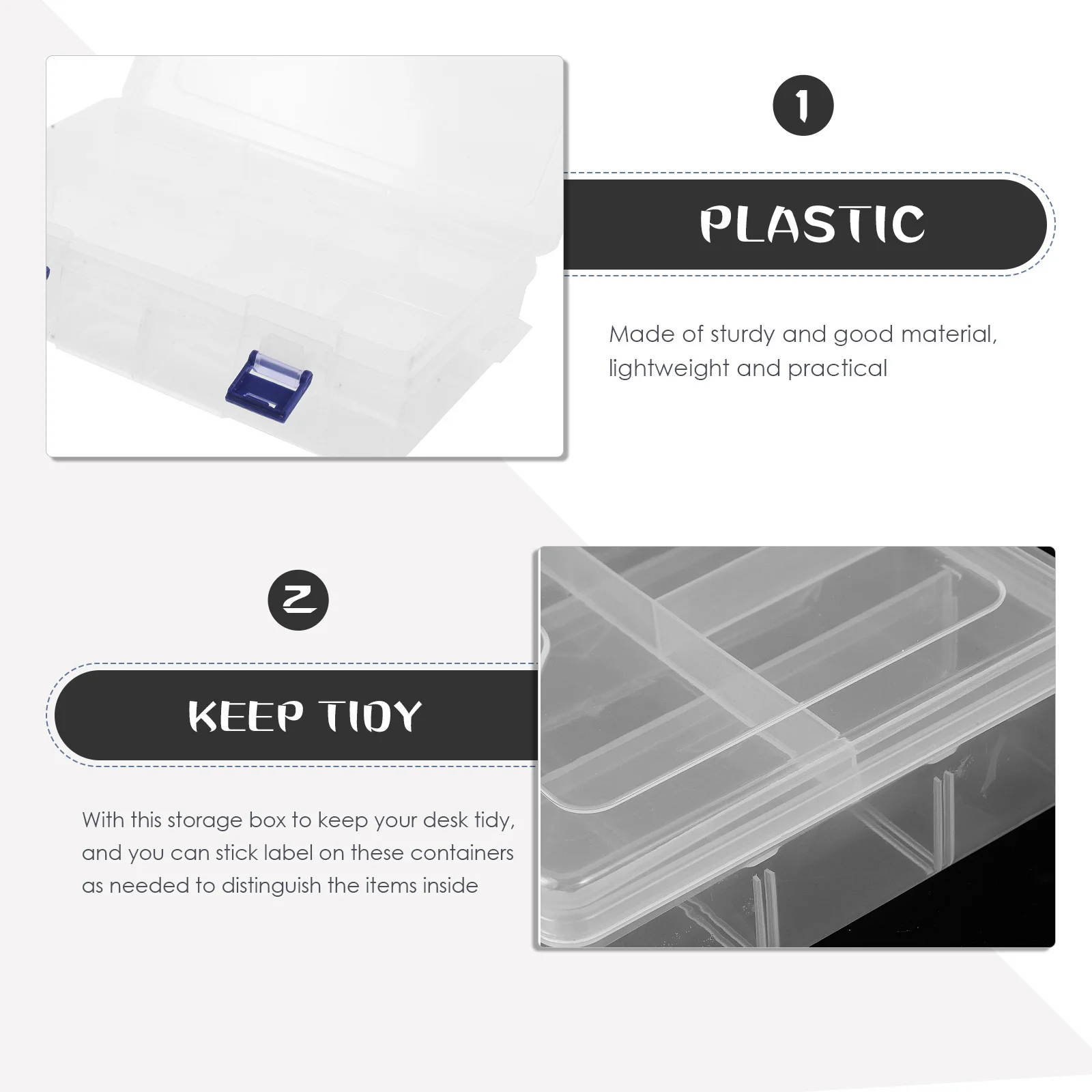 

2pcs Plastic Storage Box Transparent With Lid Small Container For Craft Beads Jewelry Organizing Stackable Clear Box Small Parts