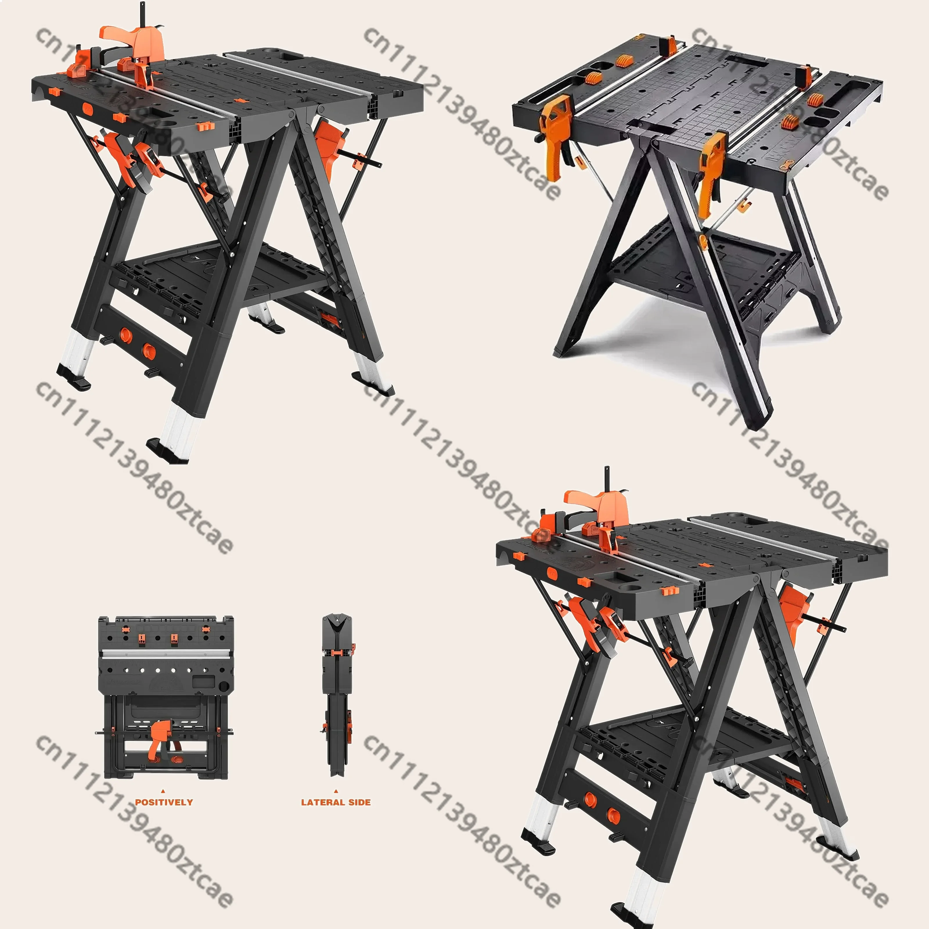 Multifunctional Mobile Work Table Saw Folding Portable Woodworking Tool Durable Safety