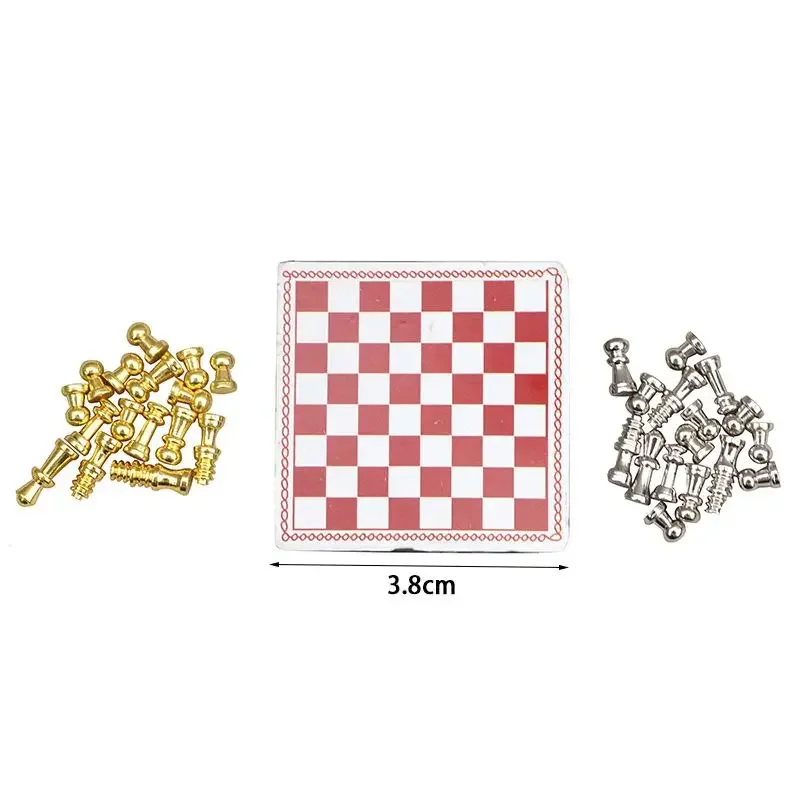 Mini juego de mesa de ajedrez de simulación en miniatura para casa de muñecas 1:12, adecuado para accesorios de muñecas