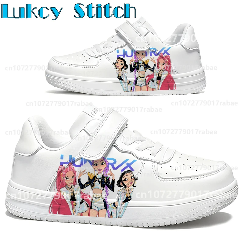 

Лидер продаж 2025 года, KPop Demon Hunters, молодежная студенческая повседневная белая обувь для мальчиков и девочек, модная трендовая мягкая спортивная обувь