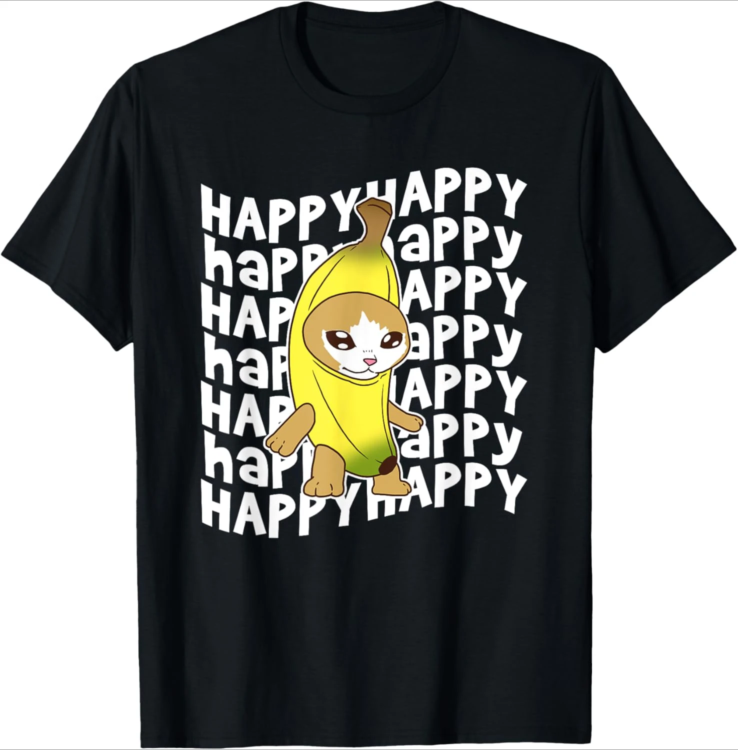 Hot Sale Summer Funny Banana Wrapped Cat Print Short Sleeve T Shirt Unisex Loose Fit Aesthetic Light Casual Basic Daily Tops