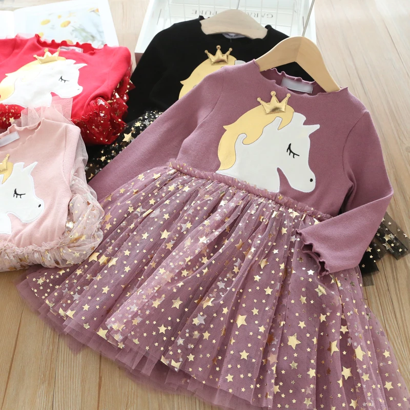 navy blue dress for baby girl Unicorn Princess Dress 2022 Autumn Toddler Kids Dresses For Girls Children  Birthday Party Halloween Christmas Costume 2 to 7 Y