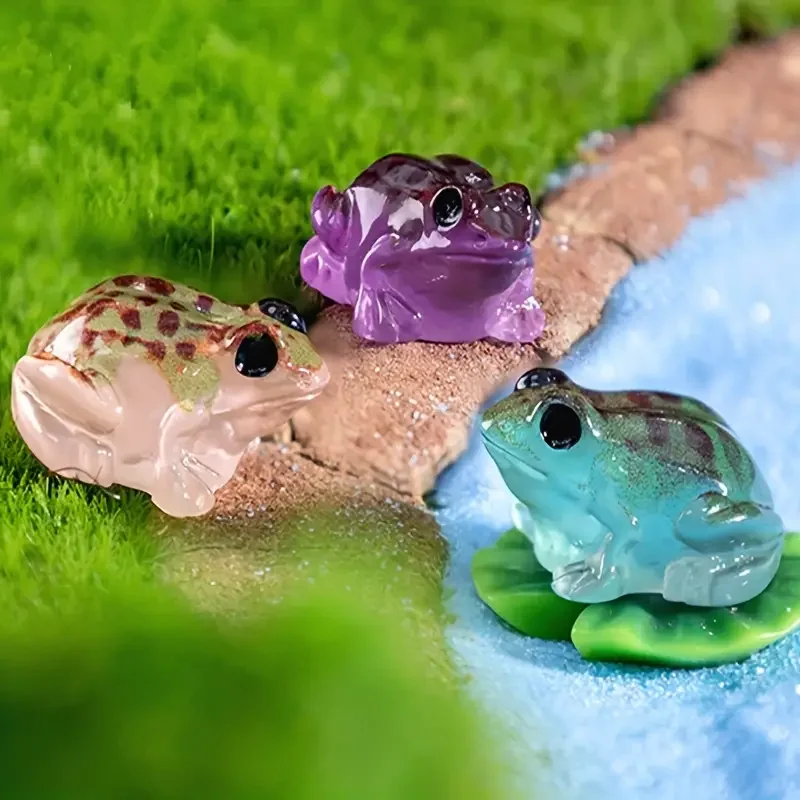 Leuchtende Froschstatuen, bunte Auto- und Gartendekorationen aus Kunstharz, perfekt für Mooslandschaften und Autozubehör, Partygeschenke – Detail 9