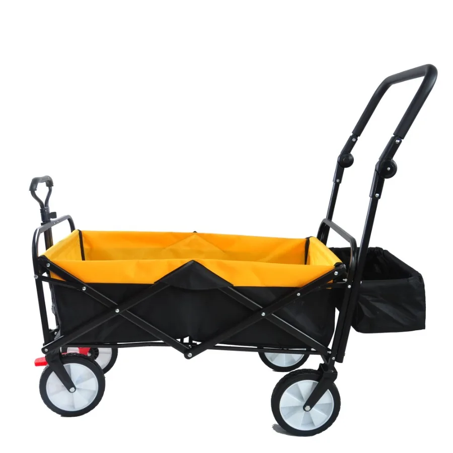 

folding wagon Collapsible Outdoor Utility Wagon Heavy Duty Folding Garden Portable Hand Cart Drink Holder Adjustable Handles