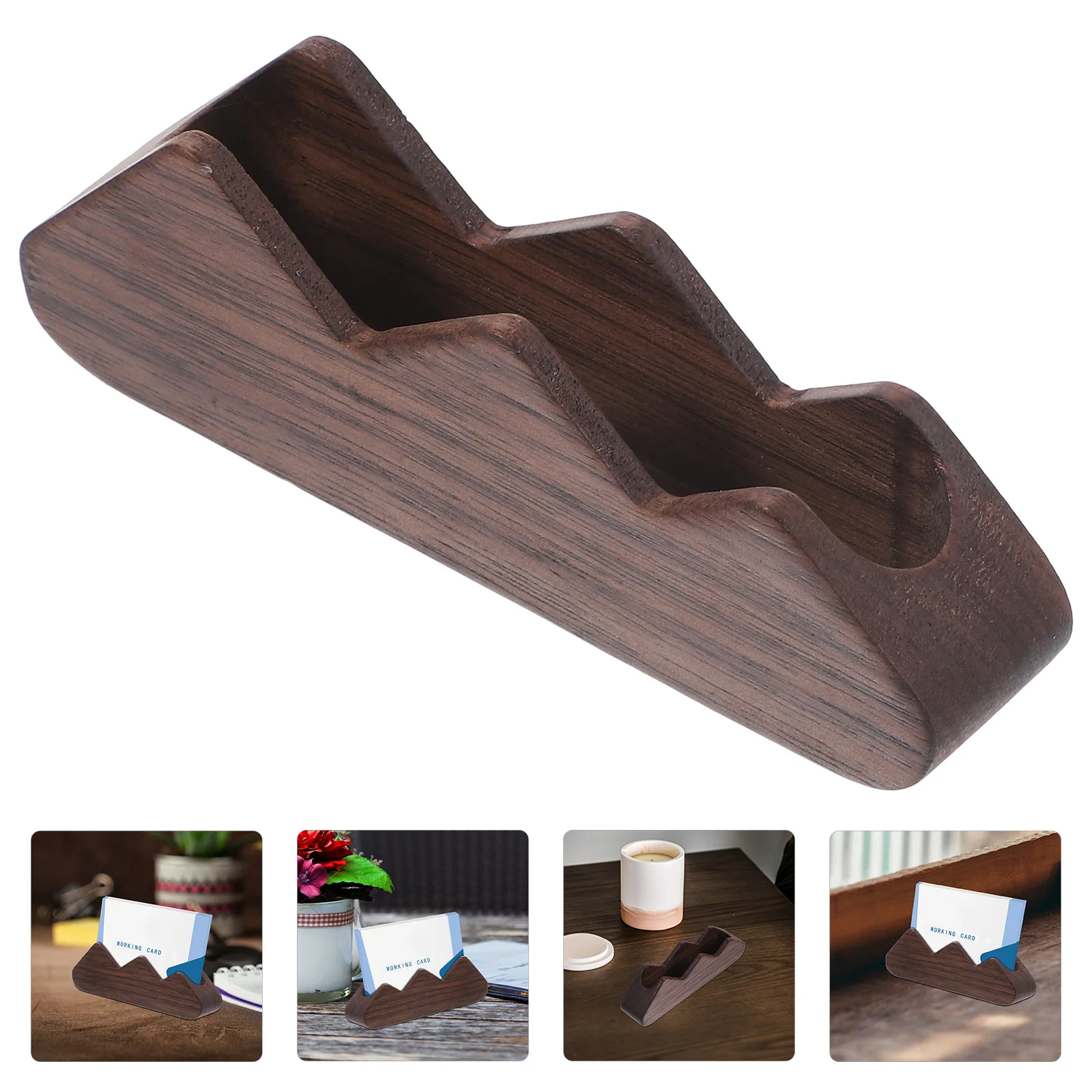 حامل بطاقات العمل الخشبية، منظم سطح المكتب، حامل بطاقة اسم المكتب، سعة كبيرة، عرض بطاقة العمل اللامعة #4