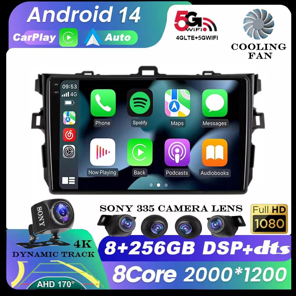 

Android 14 Auto Carplay Car Stereo Radio For Toyota Corolla E140/150 2007 2008 2009 2010 2011 2012 2013 Multimedia Player GPS BT