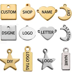 100 pz/lotto personalizzato personalizzato incisione Laser nome LOGO collana personalizzata in acciaio inossidabile etichette vuote Charms gioielli all'ingrosso