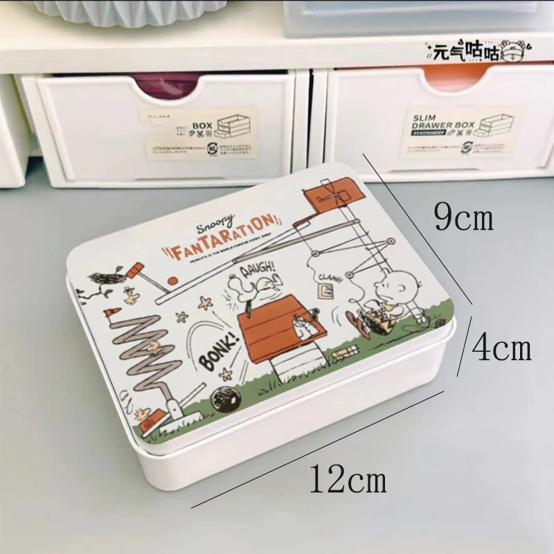 Snoopy Cartoon Metal Storage Box Portable Sealed Packing Jewelry Candy Box Organizer Photo Card Multi-function Storage Box Gift