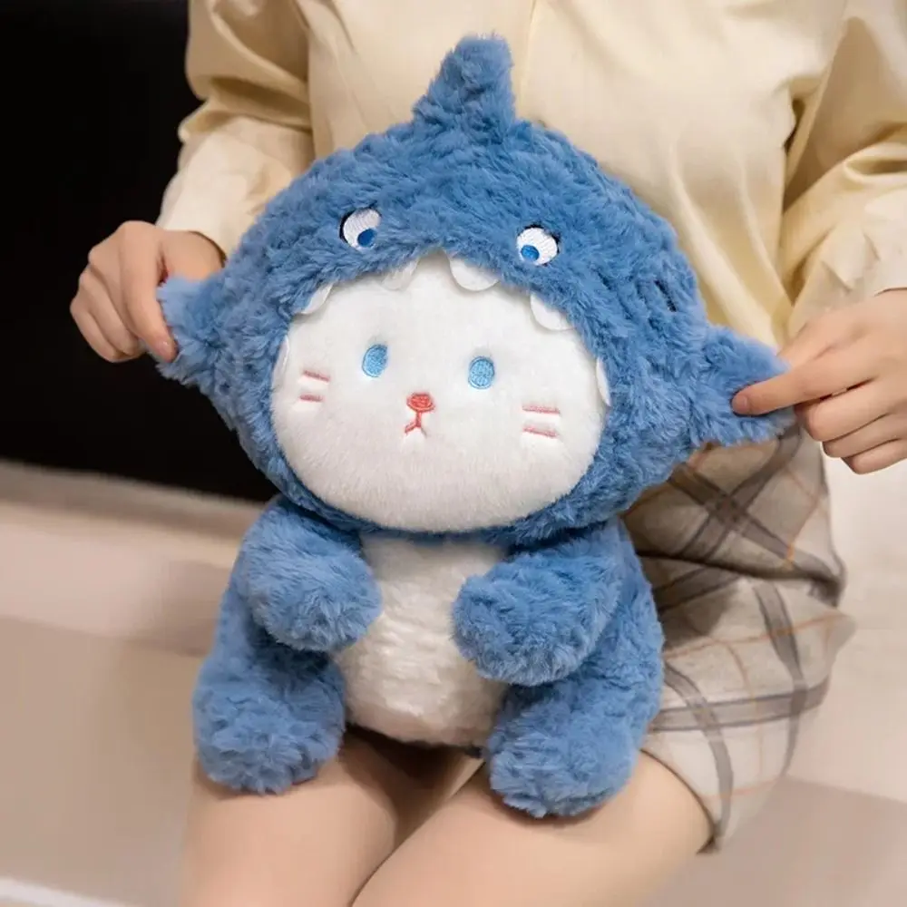 

Calico Cat Shark Cat Plush Doll Removable Hood Fluffy Shark Cat Plush Toy 37cm Kawaii Cute Cat Plush Doll Boys Girls