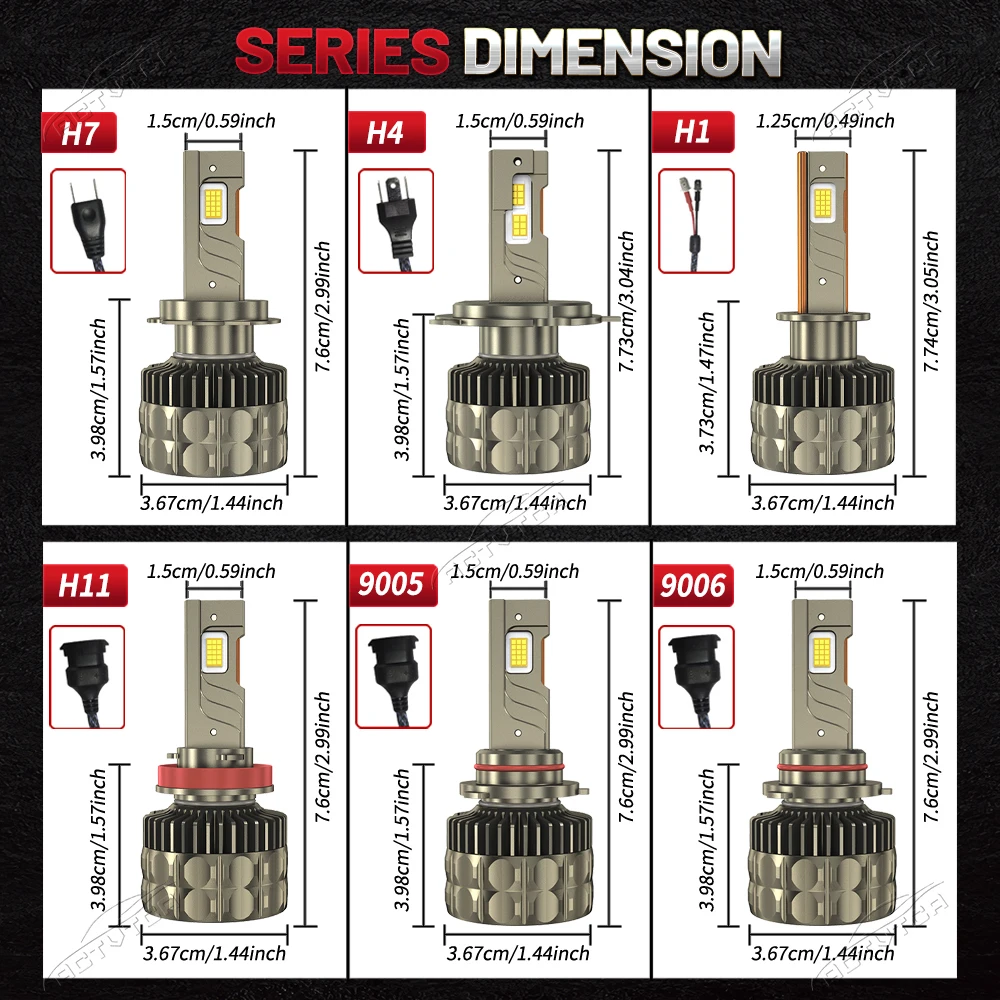2 قطعة 3 أنابيب النحاس التبريد LED العلوي H1 H7 9005 HB3 9006 HB4 H8 H9 H11 أضواء السيارة H4/9003/HB2 مرحبا/لو شعاع CANBUS كشافات #6