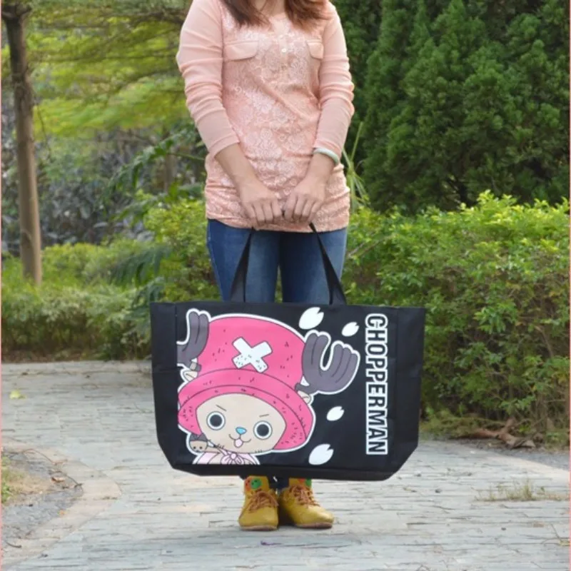 One Piece rufy Tony Chopper Tote Bag Anime Cartoon borse a tracolla donna grande capacità pieghevole Storage Beach Shopping Handbag