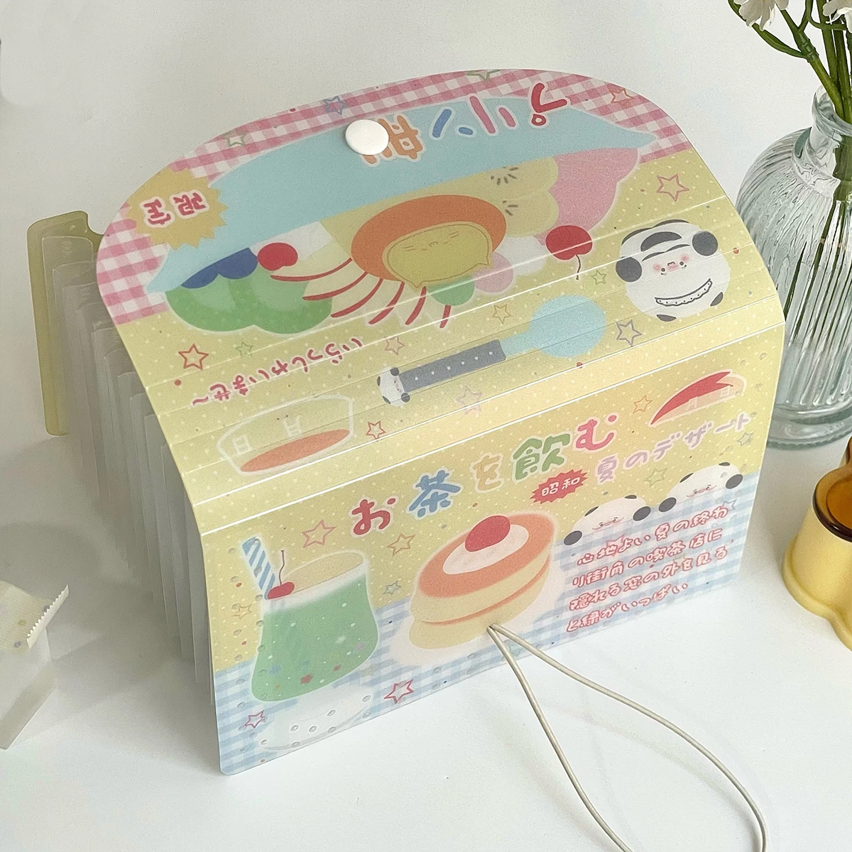 

WAKAWAKA Cute Expanding File Folder Buckle Wallet Organ Bag Documents Folders Organizer File Pouch Bill Folder Family School