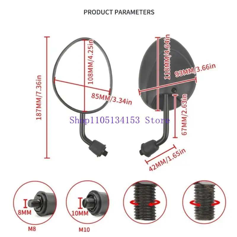 Hg89 8mm/10mm Thread Mini Rearview Reflector Universal for Motorcycle Scooter