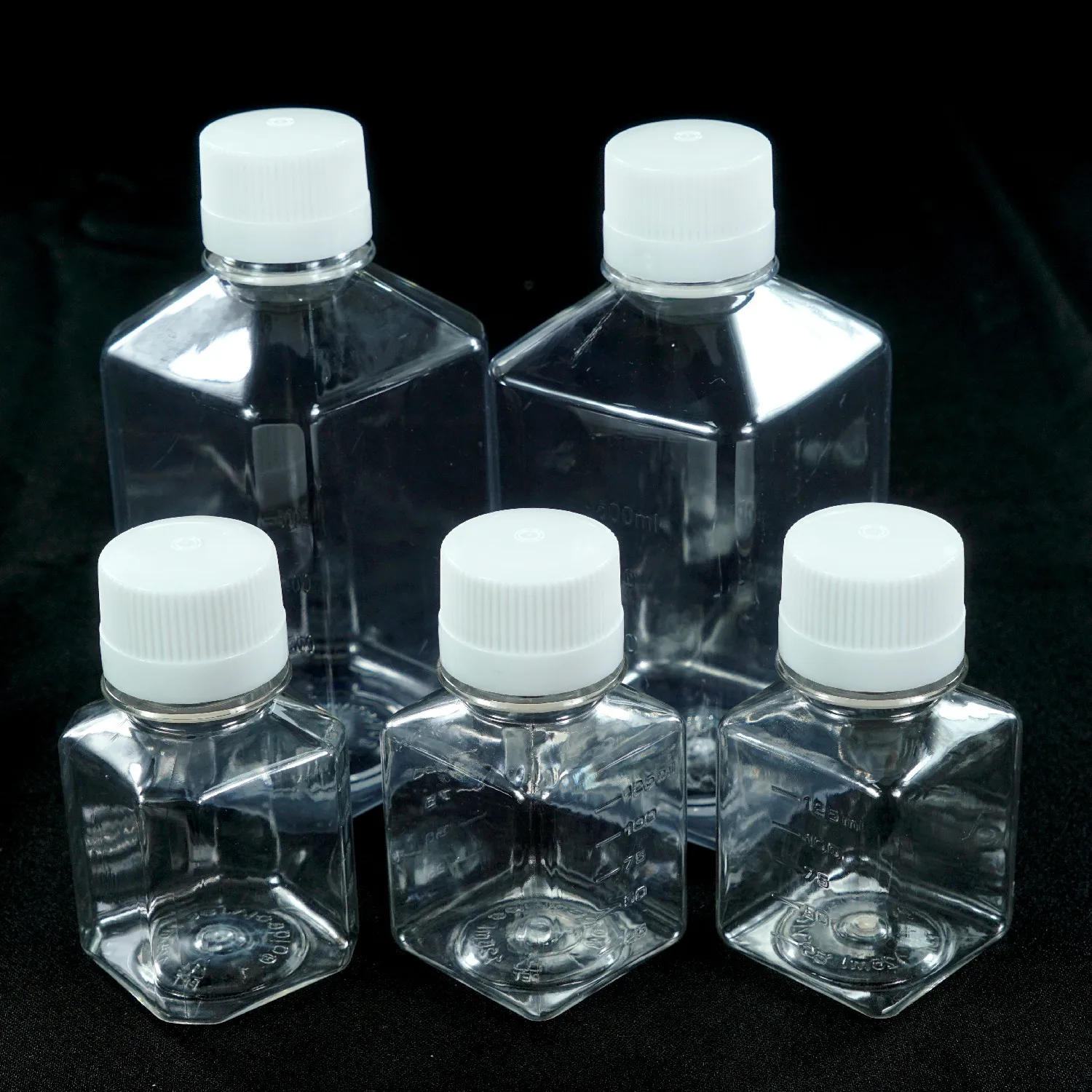 

125ml/250ml/500ml/1000ml PET Enzyme-free Sterile Reagent Bottle Transparent Sealed Reagent Bottle Culture Medium Square Bottle