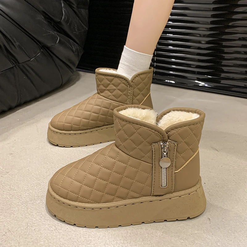 Botas de nieve de talla grande para mujer, zapatos informales cómodos de suela gruesa, antideslizantes, de algodón de alta calidad, novedad