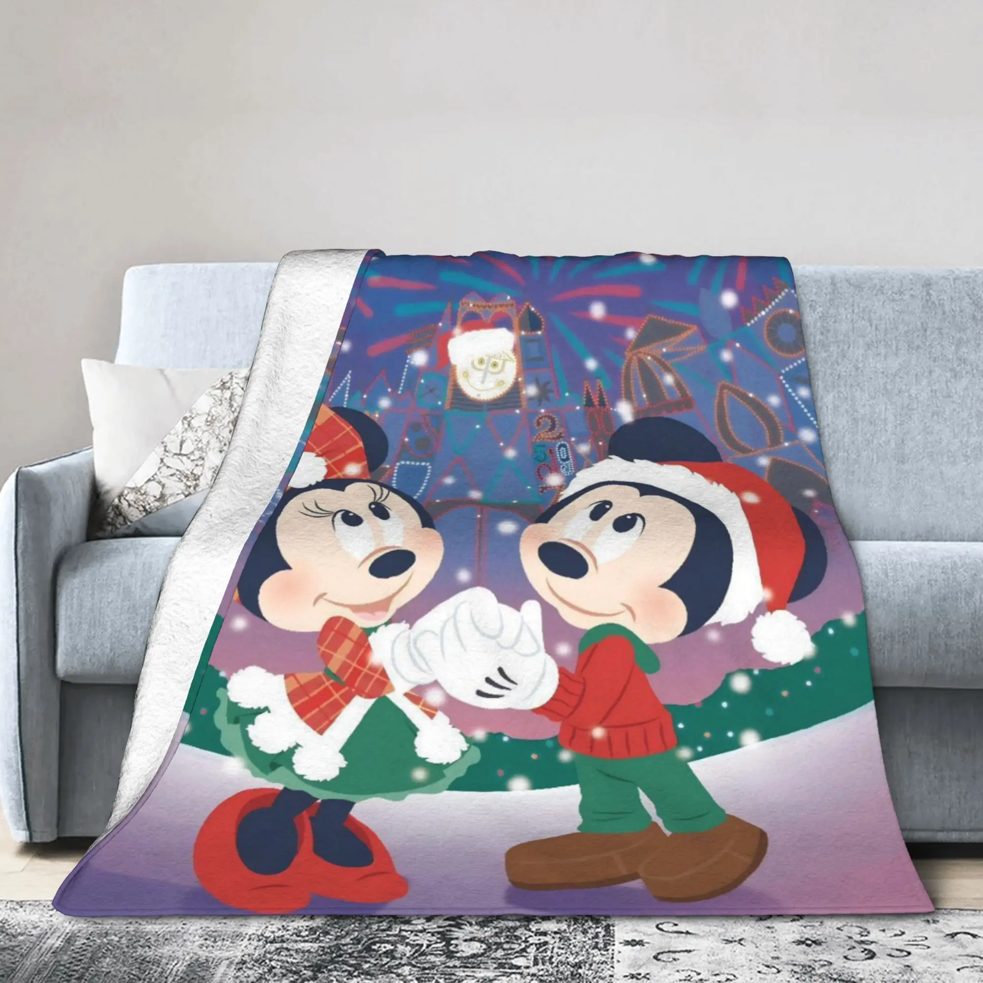 

Mickey Merry Christmas Blanket Velvet Textile Decor Minnie Multi-function Lightweight Throw Blankets for Bed Couch Bedspread