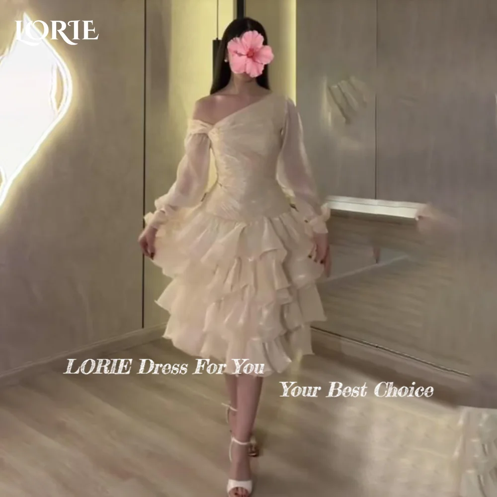 LORIE Spitzen-Partykleid im Saudi-Stil, hoher Kragen, glänzend, A-Linie, Abendkleid, Ballkleid, Chiffon, Illusions-Partykleid, Club-Kleid, individuell anpassbar