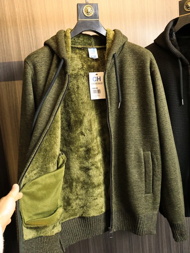 

Чистая аутентичная мужская вязаная толстовка с капюшоном, ветрозащитная подкладка на подкладке, осень-зима Cosite Faion, повседневная повседневная застежка-молния