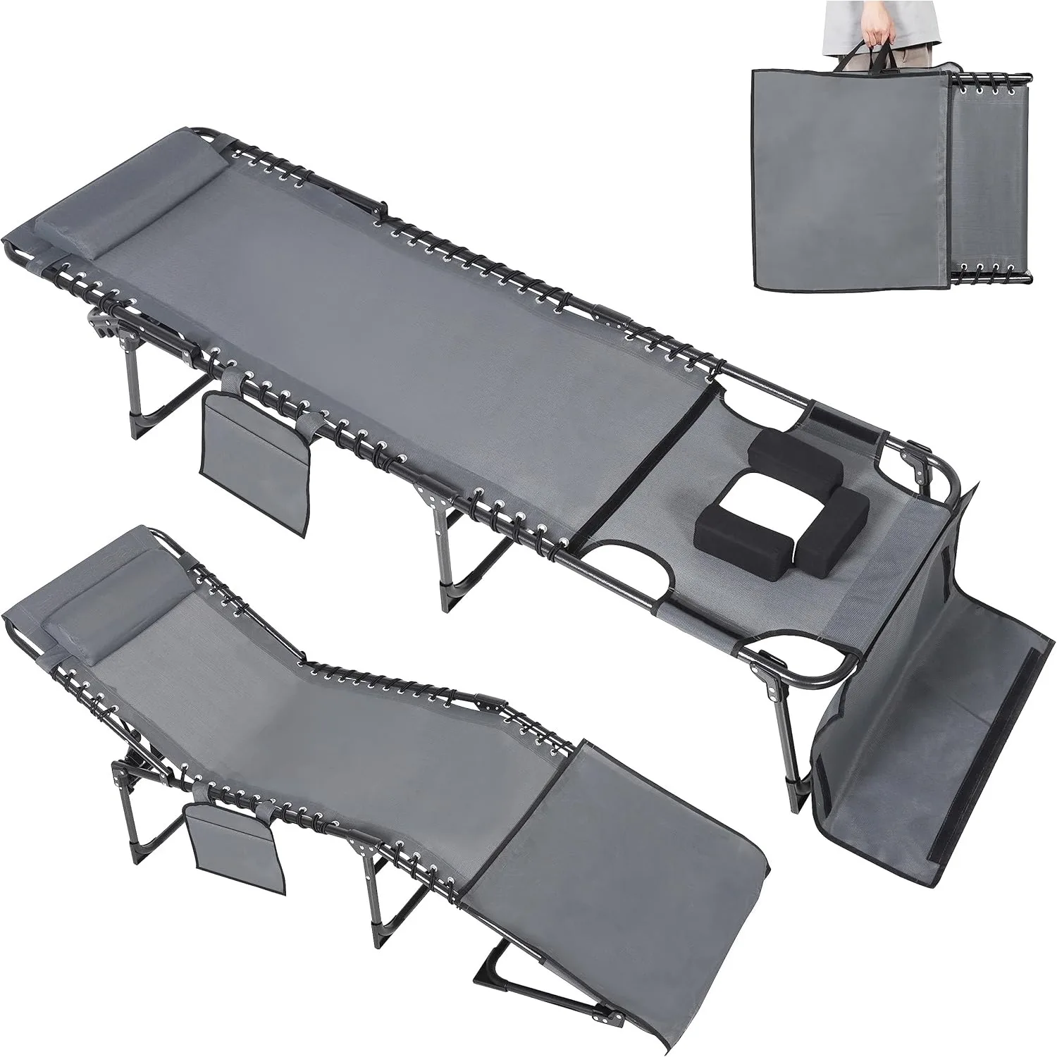 

Tanning Chair, 5-Position Beach Lounge Chair with Face Hole, Adjustable Sunbath Lounge Chair w/Pillow & Pocket, Upgraded Outdoor
