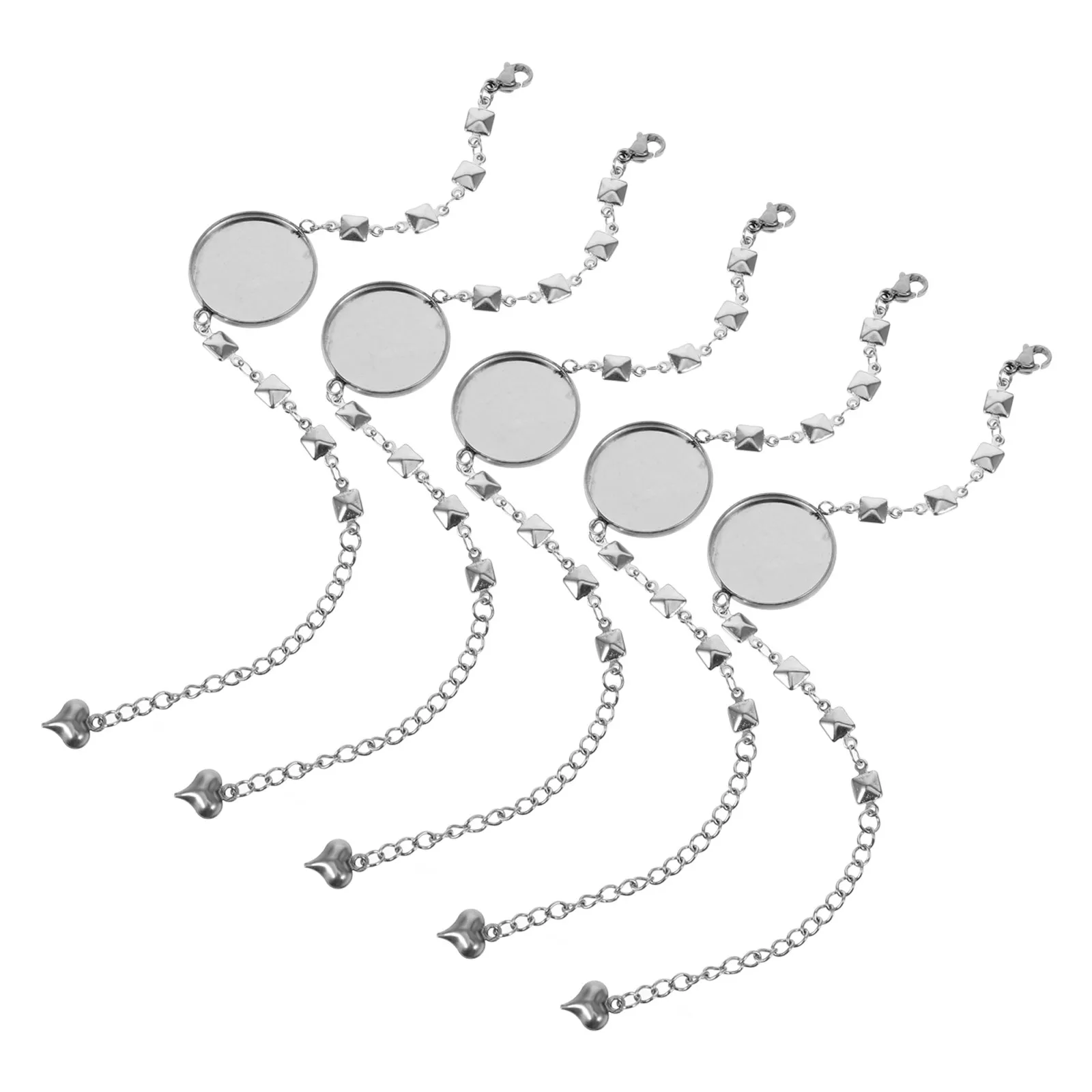 

5Pcs Stainless Steel Blank Pendant Tray Bracelet Bezels Round DIY Jewelry Making Blanks for Handmade Bracelets Craft Supplies