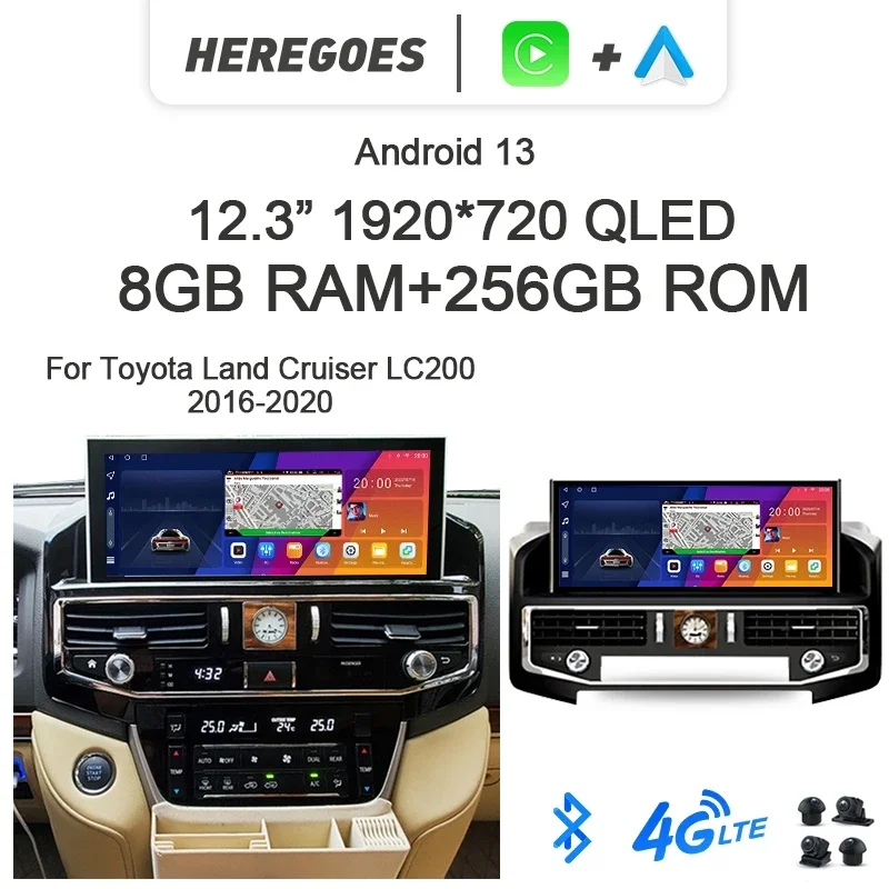 

7862 Carplay Auto Android 13 Car Radio GPS Navigation Autoradio 8GB+256GB Bluetooth For Toyota Land Cruiser LC200 2016-2019 2020