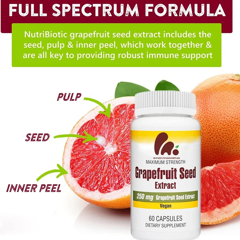 Grapefruit Seed Extract Capsules 250mg, 60 Capsules - Maximum Strength Containing Bioflavonoids