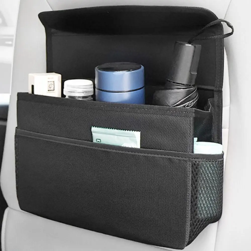 

High-capacity Car Backseat Storage Bag Space Saving Foldable Car Trash Can with Cover Oxford Cloth Trash Container
