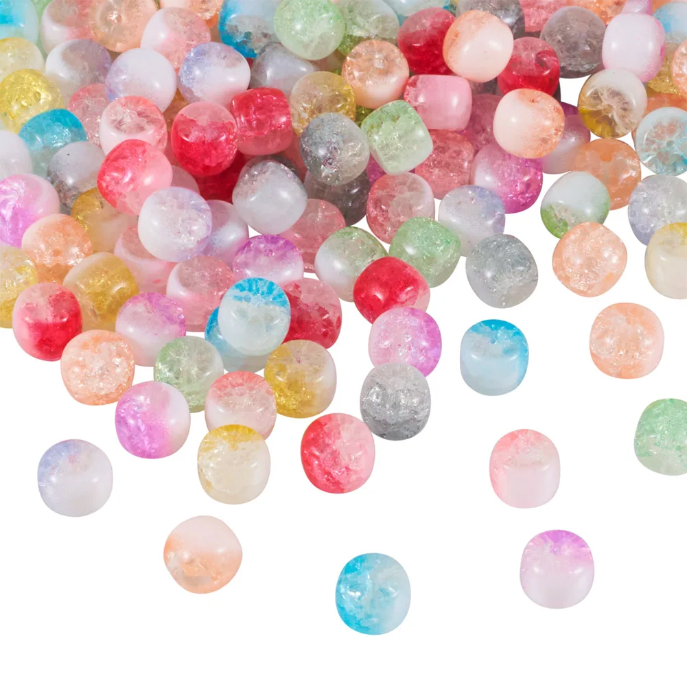 

180Pcs Transparent Crackle Glass Beads Gradient Color Rondelle Loose Beads for Bracelet Earrings Charm Jewelry Making