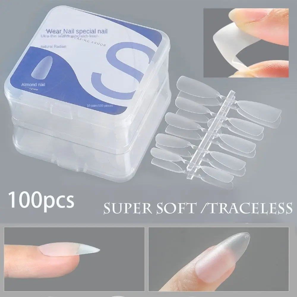 100pcs Nail Tips Traceless Coffin Clear Fake Nail False Nails Press on Nails Acrylic Super Soft